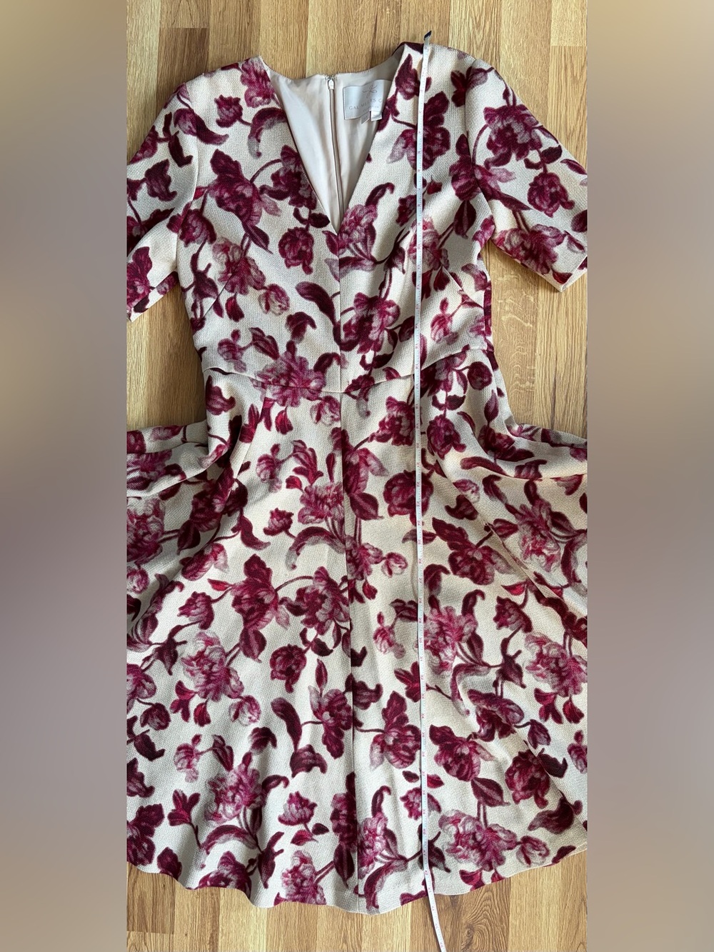 Gal Meets Glam Cream Dress with Burgundy Floral Accents - Picture 9 of 11